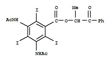 Molecular Structure of 172738-70-4 (Benzoic acid,3,5-bis(acetylamino)-2,4,6-triiodo-, 1-methyl-2-oxo-2-phenylethyl ester)