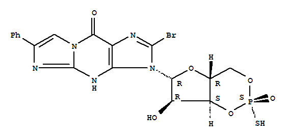 9H-Imidazo[1,2-a]purin-9-one,2-bromo-3,4-dihydro-3-[3,5-O-[(S)-mercaptophosphinylidene]-b-D-ribofuranosyl]-6-phenyl- (9CI)                                                                              