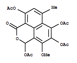 Molecular Structure of 173322-90-2 (1H,3H-Naphtho[1,8-cd]pyran-1-one,3,5,6,9-tetrakis(acetyloxy)-4-methoxy-7-methyl-)