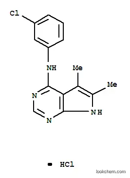 Molecular Structure of 173459-10-4 (7H-Pyrrolo[2,3-d]pyrimidin-4-amine,N-(3-chlorophenyl)-5,6-dimethyl-, hydrochloride (1:1))
