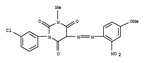 2,4,6(1H,3H,5H)-Pyrimidinetrione,1-(3-chlorophenyl)-5-[2-(4-methoxy-2-nitrophenyl)diazenyl]-3-methyl-