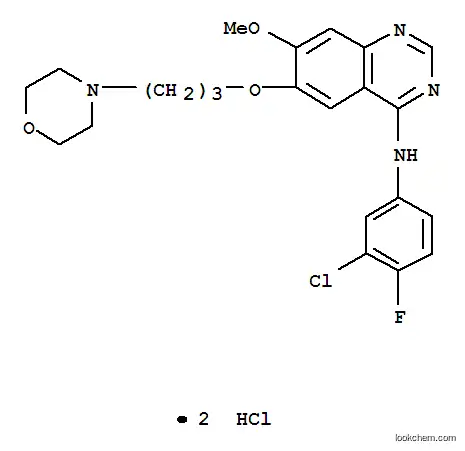 Molecular Structure of 184475-56-7 (4-(3-Chloro-4-fluorophenylamino)-7-methoxy-6-[3-(4-morpholinyl)propoxy]quinazoline dihydrochloride)