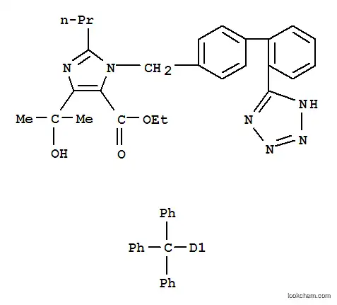 Molecular Structure of 189400-21-3 (4-(1-Hydroxy-1-methylethyl)-2-propyl-1-[[2'-[(triphenylmethyl)-1H-tetrazol-5-yl][1,1'-biphenyl]-4-yl]methyl]-1H-imidazole-5-carboxylic acid ethyl ester)