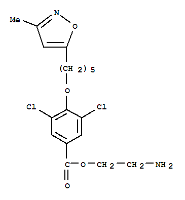 Molecular Structure of 196403-61-9 (Benzoic acid,3,5-dichloro-4-[[5-(3-methyl-5-isoxazolyl)pentyl]oxy]-, 2-aminoethyl ester)