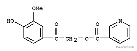 Molecular Structure of 19767-91-0 (3-Pyridinecarboxylicacid, 2-(4-hydroxy-3-methoxyphenyl)-2-oxoethyl ester)