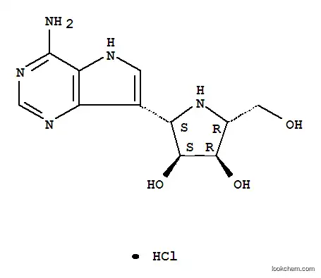 Molecular Structure of 222631-44-9 (3,4-Pyrrolidinediol, 2-(4-amino-5H-pyrrolo3,2-dpyrimidin-7-yl)-5-(hydroxymethyl)-, monohydrochloride, (2S,3S,4R,5R)-)