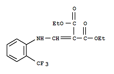 Molecular Structure of 23779-94-4 (Propanedioic acid,2-[[[2-(trifluoromethyl)phenyl]amino]methylene]-, 1,3-diethyl ester)