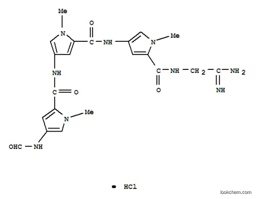 Molecular Structure of 23899-29-8 (N-{5-[(5-{[(2Z)-2-amino-2-iminoethyl]carbamoyl}-1-methyl-1H-pyrrol-3-yl)carbamoyl]-1-methyl-1H-pyrrol-3-yl}-4-(formylamino)-1-methyl-1H-pyrrole-2-carboxamide hydrochloride (1:1))