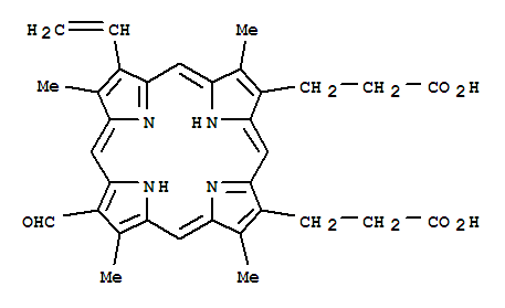 21H,23H-Porphine-2,18-dipropanoicacid, 7-ethenyl-12-formyl-3,8,13,17-tetramethyl-