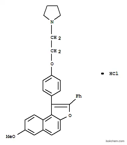 Molecular Structure of 25433-87-8 (1-{2-[4-(7-methoxy-2-phenylnaphtho[2,1-b]furan-1-yl)phenoxy]ethyl}pyrrolidine hydrochloride (1:1))