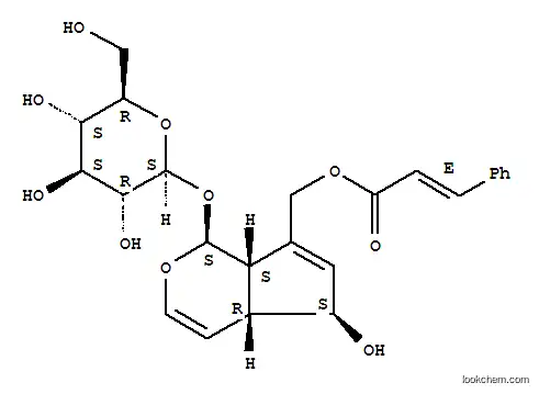 Molecular Structure of 25654-86-8 ([(1S,4aR,5S,7aS)-1-(hexopyranosyloxy)-5-hydroxy-1,4a,5,7a-tetrahydrocyclopenta[c]pyran-7-yl]methyl (2E)-3-phenylprop-2-enoate)