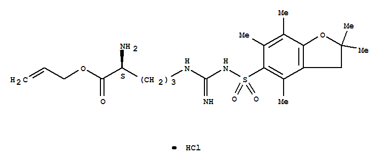 L-Ornithine,N5-[[[(2,3-dihydro-2,2,4,6,7-pentamethyl-5-benzofuranyl)sulfonyl]amino]iminomethyl]-,2-propenyl ester, monohydrochloride (9CI)