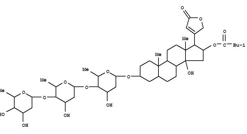 Card-20(22)-enolide,3-[(O-2,6-dideoxy-b-D-ribo-hexopyranosyl-(1&reg;4)-O-2,6-dideoxy-b-D-ribo-hexopyranosyl-(1&reg;4)-2,6-dideoxy-b-D-ribo-hexopyranosyl)oxy]-14-hydroxy-16-(3-methyl-1-oxobutoxy)-, (3b