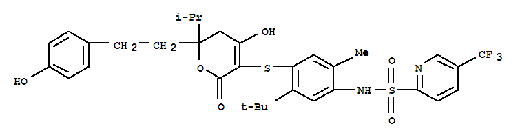 2-PYRIDINESULFONAMIDE, N-[4-[[5,6-DIHYDRO-4-HYDROXY-6-[2-(4-HYDROXYPHENYL)ETHYL]-6-(1-METHYLETHYL)-2-OXO-2H-PYRAN-3-YL]THIO]-5-(1,1-DIMETHYLETHYL)-2-METHYLPHENYL]-5-(TRIFLUOROMETHYL)-