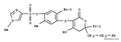 Molecular Structure of 263842-96-2 (5-tert-butyl-4-{[6-hydroxy-2-(1-methylethyl)-4-oxo-2-(2-phenylethyl)-3,4-dihydro-2H-pyran-5-yl]sulfanyl}-2-methylphenyl 1-methyl-1H-imidazole-4-sulfonate)