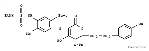 Molecular Structure of 263843-03-4 (Sulfamide,N-[4-[[5,6-dihydro-4-hydroxy-6-[2-(4-hydroxyphenyl)ethyl]-6-(1-methylethyl)-2-oxo-2H-pyran-3-yl]thio]-5-(1,1-dimethylethyl)-2-methylphenyl]-N'-ethyl-)