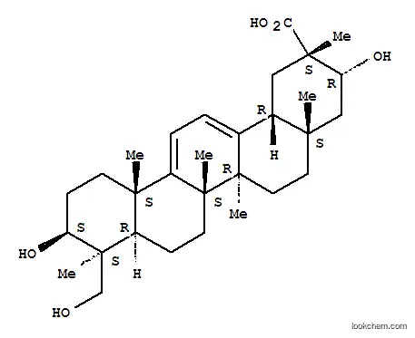 Molecular Structure of 26569-28-8 (3β,21α,24-Trihydroxyoleana-9(11),12-dien-29-oic acid)