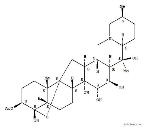 Molecular Structure of 2777-79-9 (Cevane-3,4,14,15,16,20-hexol, 4,9-epoxy-, 3-acetate, (3beta,4alpha,15a lpha,16beta)-)
