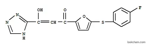 Molecular Structure of 280571-60-0 (1-{5-[(4-fluorophenyl)sulfanyl]furan-2-yl}-3-hydroxy-3-(1H-1,2,4-triazol-5-yl)prop-2-en-1-one)