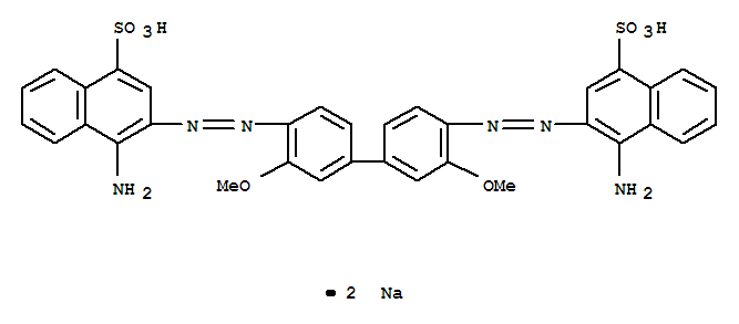 1-Naphthalenesulfonicacid, 3,3'-[(3,3'-dimethoxy[1,1'-biphenyl]-4,4'-diyl)bis(azo)]bis[4-amino-,disodium salt (9CI)(2868-75-9)