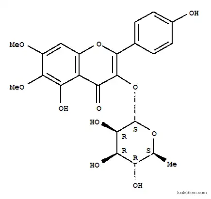 Molecular Structure of 29617-75-2 (5-hydroxy-2-(4-hydroxyphenyl)-6,7-dimethoxy-4-oxo-4H-chromen-3-yl 6-deoxy-alpha-L-mannopyranoside)