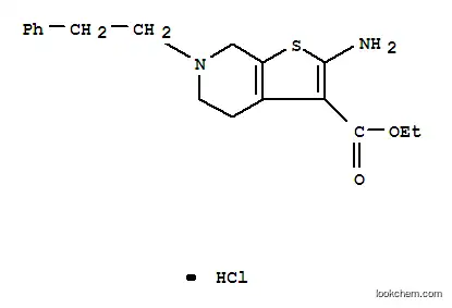 Molecular Structure of 29635-14-1 (ethyl 2-amino-6-(2-phenylethyl)-4,5,6,7-tetrahydrothieno[2,3-c]pyridine-3-carboxylate hydrochloride (1:1))