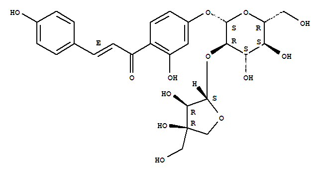 Molecular Structure of 29913-71-1 (2-Propen-1-one,1-[4-[(2-O-D-apio-b-D-furanosyl-b-D-glucopyranosyl)oxy]-2-hydroxyphenyl]-3-(4-hydroxyphenyl)-, (2E)-)