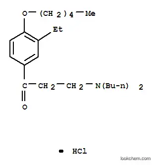 Molecular Structure of 30195-65-4 (3-(dibutylamino)-1-[3-ethyl-4-(pentyloxy)phenyl]propan-1-one hydrochloride (1:1))