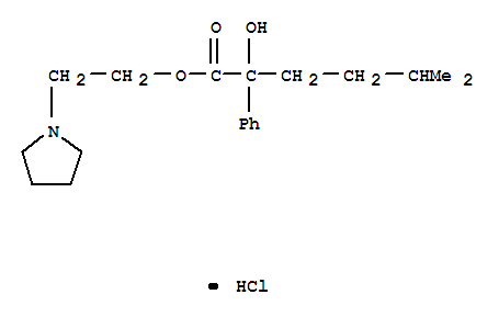 Benzeneacetic acid, a-hydroxy-a-(3-methylbutyl)-,2-(1-pyrrolidinyl)ethyl ester, hydrochloride (1:1) cas  3026-46-8