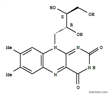 Molecular Structure of 303-59-3 (1-Deoxy-1-[3,4-dihydro-7,8-dimethyl-2,4-dioxobenzo[g]pteridine-10(2H)-yl]-D-erythritol)