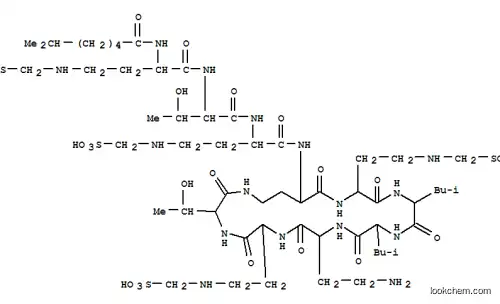 Molecular Structure of 30387-41-8 (Polymyxin E2,1-[(2S)-2-[(6-methyl-1-oxoheptyl)amino]-4-[(sulfomethyl)amino]butanoicacid]-3-[(2S)-2-amino-4-[(sulfomethyl)amino]butanoicacid]-5-[(2S)-2-amino-4-[(sulfomethyl)amino]butanoicacid]-9-[(2S)-2-amino-4-[(sulfomethyl)amino]butanoic acid]- (9CI))