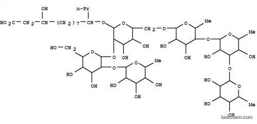 Molecular Structure of 30657-78-4 (Tetradecanoic acid,11-[(O-6-deoxy-a-L-mannopyranosyl-(1®3)-O-6-deoxy-b-D-glucopyranosyl-(1®4)-O-6-deoxy-a-L-mannopyranosyl-(1®6)-O-[6-deoxy-a-L-mannopyranosyl-(1®2)-O-b-D-glucopyranosyl-(1®2)]-b-D-glucopyranosyl)oxy]-3-hydroxy- (8CI,9CI))