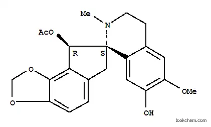Molecular Structure of 30833-08-0 (Spiro[7H-indeno[4,5-d]-1,3-dioxole-7,1'(2'H)-isoquinoline]-7',8-diol,3',4',6,8-tetrahydro-6'-methoxy-2'-methyl-, 8-acetate, (1'S,8R)-)