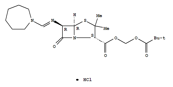 4-Thia-1-azabicyclo[3.2.0]heptane-2-carboxylicacid, 6-[[(hexahydro-1H-azepin-1-yl)methylene]amino]-3,3-dimethyl-7-oxo-,(2,2-dimethyl-1-oxopropoxy)methyl ester, hydrochloride (1:1), (2S,5R,6R)-