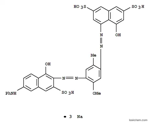 2,7-Naphthalenedisulfonicacid,4-hydroxy-5-[2-[4-[2-[1-hydroxy-6-(phenylamino)-3-sulfo-2-naphthalenyl]diazenyl]-5-methoxy-2-methylphenyl]diazenyl]-,sodium salt (1:3)
