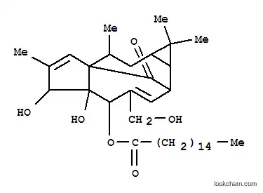 Molecular Structure of 37394-33-5 (1H-2,8a-Methanocyclopenta(a)cyclopropa(e)cyclodecen-11-one, 2,5,5a,6,9 ,10,10a,1a-octahydro-4-hydroxymethyl-1,1,7,9-tetramethyl-5,5a,6-trihyd roxy-, 5-hexadecanoate)