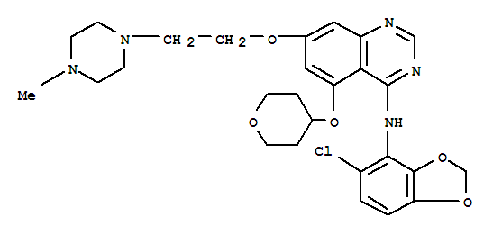 High quality 4-Quinazolinamine,N-(5-chloro-1,3-benzodioxol-4-yl)-7-[2-(4-methyl-1-piperazinyl)ethoxy]-5-[(tetrahydro-2H-pyran-4-yl)oxy]- cas NO.: 379231-04-6