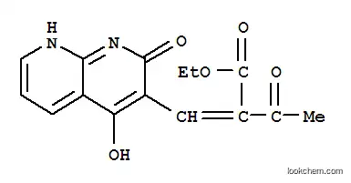 Molecular Structure of 401938-64-5 (Butanoic acid, 2-[(1,2-dihydro-4-hydroxy-2-oxo-1,8-naphthyridin-3-yl)methylene]-3-oxo-, ethyl ester (9CI))
