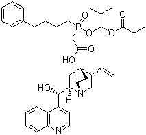 (R)-Quinolin-4-yl((1S,2S,4S,5R)-5-vinylquinuclidin-2-yl)methanol 2-(((R)-2-methyl-1-(propionyloxy)propoxy)(4-phenylbutyl)phosphoryl)acetic acid(1:1)