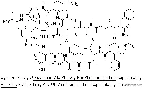 44-Amino-47-(4-aminobutyl)-37-(2-amino-2-oxoethyl)-50-(3-amino-3-oxopropyl)-4,16,22-tribenzyl-31-[carboxy(hydroxy)methyl]-41,70-dimethyl-2,5,8,14,17,20,23,26,29,32,35,38,45,48,51,54,57,67-octadecaoxo-25-propan-2-yl-42,69,72-trithia-3,6,9,15,18,21,24,27,30,33,36,39,46,49,52,55,58,60,66-nonadecazapentacyclo[38.18.9.319,56.328,53.09,13]triheptacontane-65-carboxylic acid