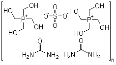Oligomer tetrakis(hydroxymethyl) phosphonium sulfate-urea