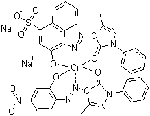 Chromate(2-), [2,4-dihydro-4-[(2-hydroxy-4-nitrophenyl)azo]-5-methyl-2-phenyl-3H-pyrazol-3-onato(2-)][4-[(4,5-dihydro-3-methyl-5-oxo-1-phenyl-1H-pyrazol-4-yl)azo]-3-hydroxy-1-naphthalenesulfonato(3-)]
