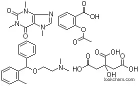 Molecular Structure of 88566-80-7 (2-acetyloxybenzoic acid, N,N-dimethyl-2-[(2-methylphenyl)-phenyl-metho xy]ethanamine, 2-hydroxypropane-1,2,3-tricarboxylic acid, 1,3,7-trimet hylpurine-2,6-dione)