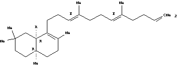 Molecular Structure of 41547-61-9 (Naphthalene,1,2,3,4,4a,5,6,8a-octahydro-2,2,4a,7-tetramethyl-8-[(3E,7E)-4,8,12-trimethyl-3,7,11-tridecatrienyl]-,(4aR,8aR)- (9CI))