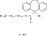 Molecular Structure of 67196-56-9 (N,N-diethyl-2-{[(5-hydroxy-10,11-dihydro-5H-dibenzo[a,d][7]annulen-5-yl)carbonyl]oxy}ethanaminium chloride)