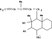 Molecular Structure of 73947-04-3 (1,2,3-Naphthalenetriol,decahydro-3,4a-dimethyl-4-(3-methyl-2,4-pentadienyl)-, 1-acetate (9CI))