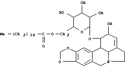 Molecular Structure of 99964-81-5 (2-hydroxy-2,4,5,7,12b,12c-hexahydro-1H-[1,3]dioxolo[4,5-j]pyrrolo[3,2,1-de]phenanthridin-1-yl 6-O-hexadecanoylhexopyranoside)