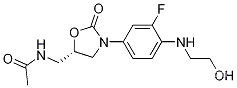 Molecular Structure of 1219708-30-1 (N-[[(5S)-3-[3-Fluoro-4-[(2-hydroxyethyl)aMino]phenyl]-2-oxo-5-oxazolidinyl]Methyl]acetaMide)