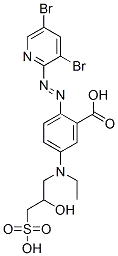 Molecular Structure of 102387-13-3 (2-[(3,5-Dibromopyridin-2-yl)azo]-5-[ethyl(2-hydroxy-3-sulfopropyl)amino]benzoic acid)