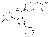 Molecular Structure of 1172417-82-1 ((1-{[3-(3-methylphenyl)-1-phenyl-1H-pyrazol-4-yl]carbonyl}piperidin-4-yl)acetic acid)